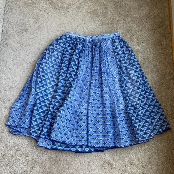 Thierry Colson Pleated Silk Blend Patterned Skirt Womens Size 0 XS Puffy Skirt‎